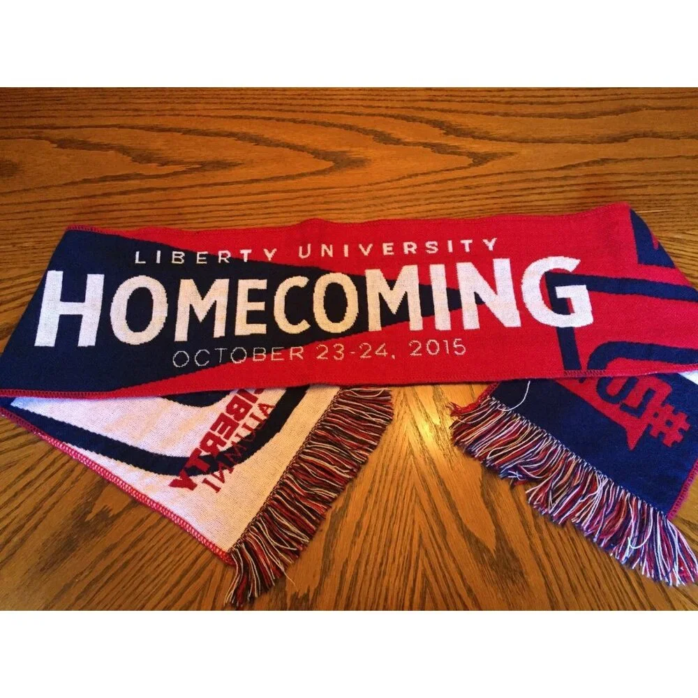 Liberty Flames Home Coming Scarf Sparky Football Red White Blue LU University